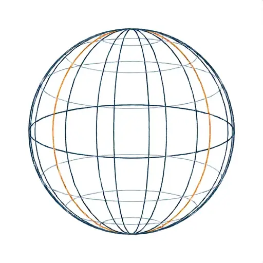 A thin-line wireframe globe turning slowly on its axis.